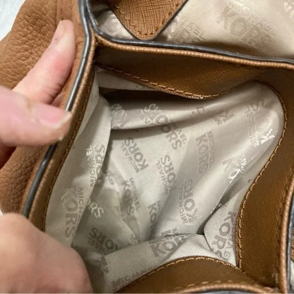 Michael kors brown leather mini flap crossbody bag so cute!